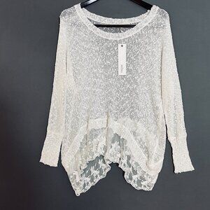 NWT Millau White Lightweight Knit Long Sleeve Sweater in M
